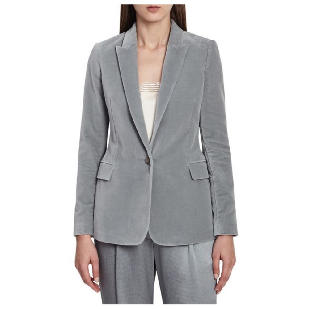 Reiss Brie Velvet Blazer Blue Size 0